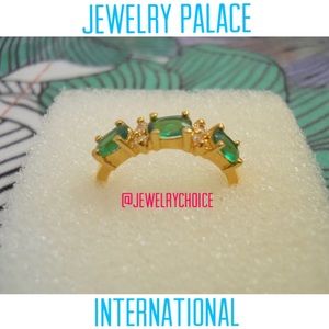 🆕 14K Stamped Yellow Gold Filled Emerald Green and Cubic Zirconia Ring
